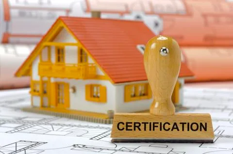 Certification printed on rubber stamp Stock Photos