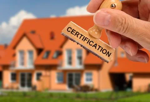 Certification printed on rubber stamp Stock Photos