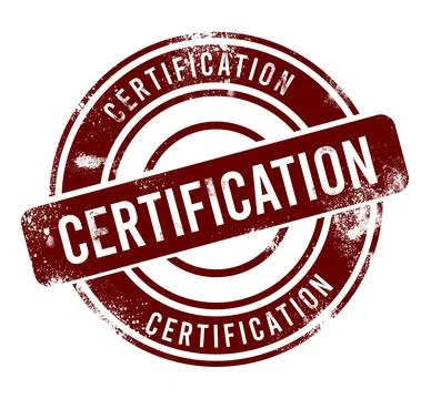 Certification - red round grunge button, stamp Stock Photos