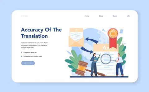 Certification of translation web banner or landing page. Notary signing Stock Illustration