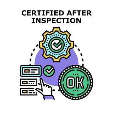 Certified after inspection quality control process Stockillustratie