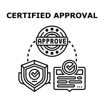 Certified approval concept, quality document compliance, guarantee stamp Stock Illustration
