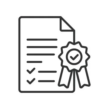 Certified award document icon in line design. certified, award, document Illustrazione stock