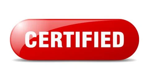 Certified button. certified sign. key. push button. Stock Illustration