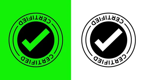 Certified Check Approval Logo Animation on Green Screen Quality Seal Badge .. Stock Footage 309477057