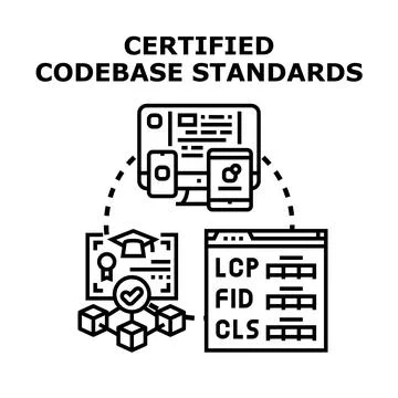 Certified codebase standards for digital quality and performance Stockillustratie