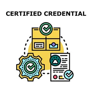 Certified credential process and quality assurance verification Illustrazione stock