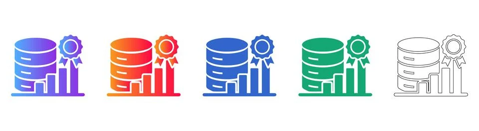 Certified Data Storage and Analytics Icon Set イラスト素材