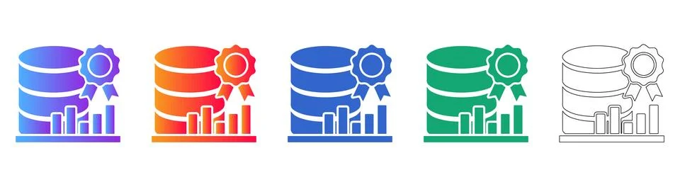Certified Data Storage Icon Set Stock Illustration
