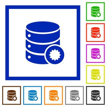 Certified database flat framed icons Stock Illustration