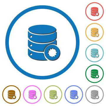 Certified database icons with shadows and outlines イラスト素材