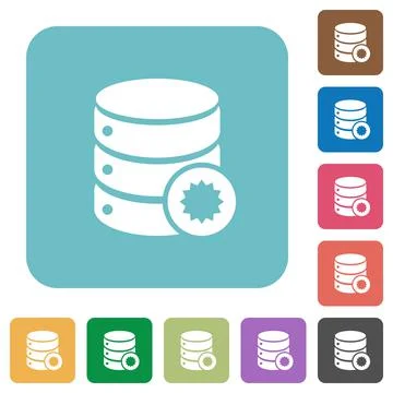 Certified database rounded square flat icons Stock Illustration