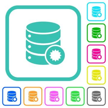 Certified database vivid colored flat icons Stock Illustration