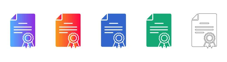 Certified Document and Certificate Icons Illustrazione stock