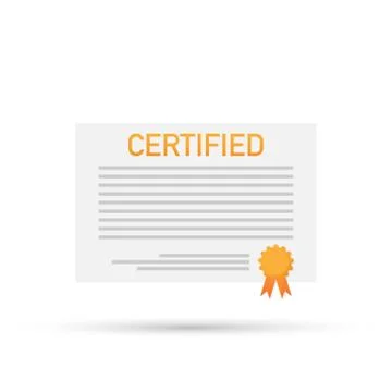 Certified document with approved stamp vector icon illustration Stock Illustration