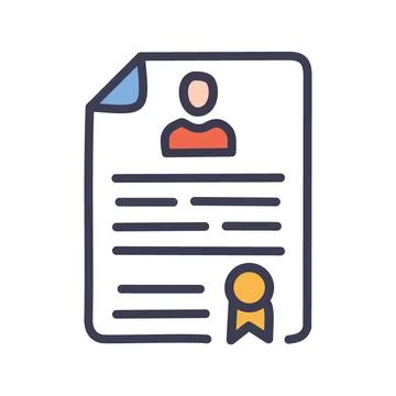 Certified document. Certified document with a person icon and a seal, symbo.. Stock Illustration