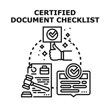 Certified document checklist for legal documents Stock Illustration