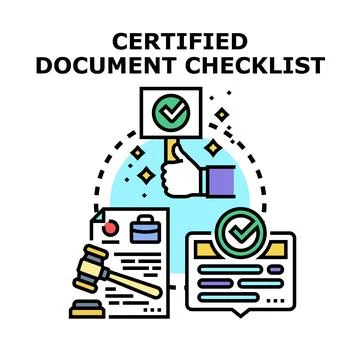 Certified document checklist for legal documents Illustrazione stock