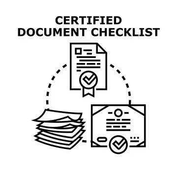 Certified document checklist for official approval process Stockillustratie