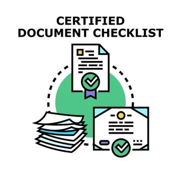 Certified document checklist for official approval process Stock Illustration