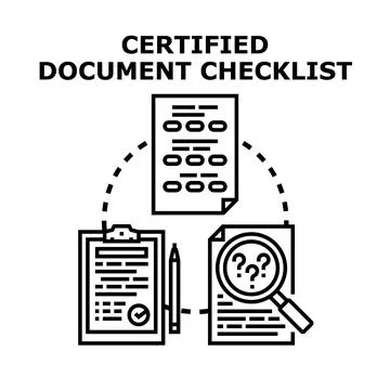 Certified document checklist process for verification and approval Stock Illustration