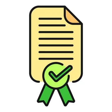 Certified document with checkmark and green ribbon Illustrazione stock