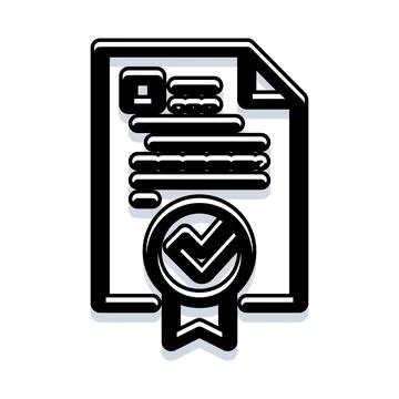 Certified document with checkmark medal showing approval Stock Illustration