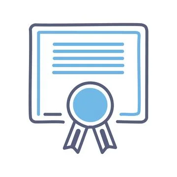 Certified document icon. Hand drawn illustration of a certified document wi.. イラスト素材