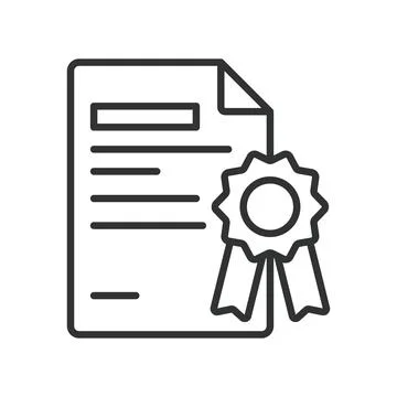 Certified document icon in line design. certified, document, award, certificate Illustrazione stock