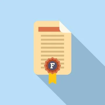 Certified document icon with long shadow Stock Illustration