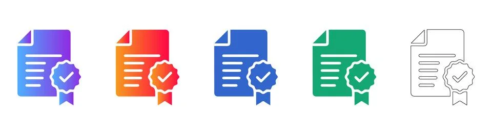 Certified Document Quality Icon Set Stock Illustration