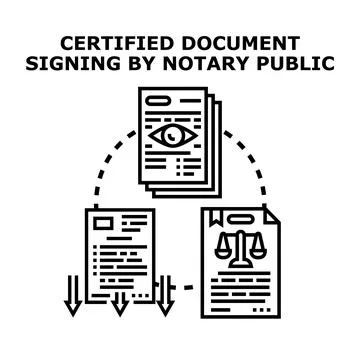 Certified document signing and notary public services concept 스톡 일러스트