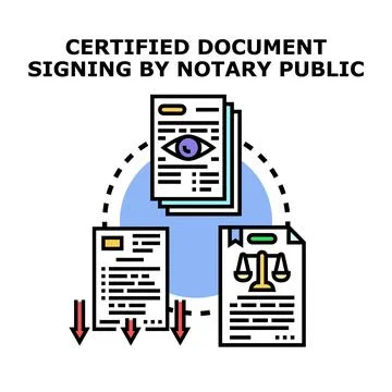 Certified document signing and notary public services concept Illustrazione stock