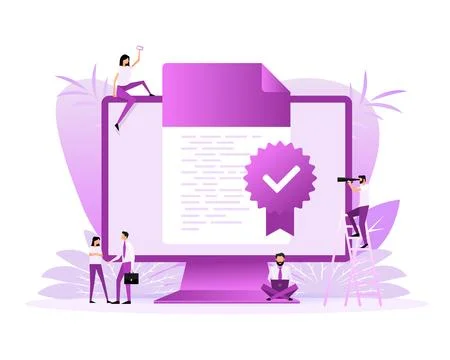 Certified document symbol. Approval process. Quality mark. Stock Illustration