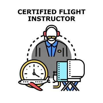 Certified flight instructor providing pilot training lesson Stock Illustration