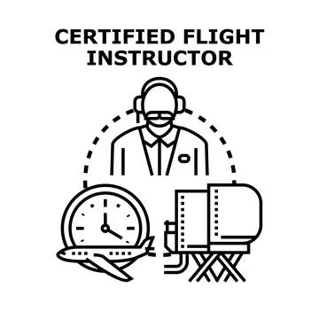 Certified flight instructor providing pilot training lesson Illustrazione stock