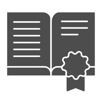 Certified literature solid icon. Approved book vector illustration isolated on Stockillustratie