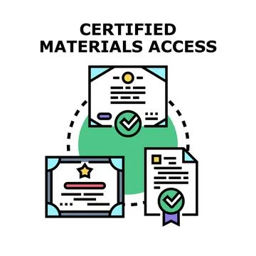 Certified materials access approval document verification Stock Illustration