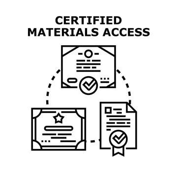 Certified materials access approval document verification Stock Illustration