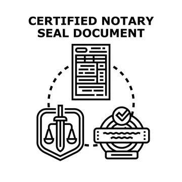 Certified notary seal document processing legal affairs Stock Illustration