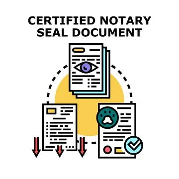 Certified notary seal document processing and approval Stock Illustration