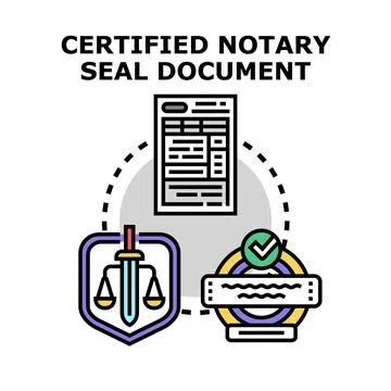 Certified notary seal document processing legal affairs Stock Illustration