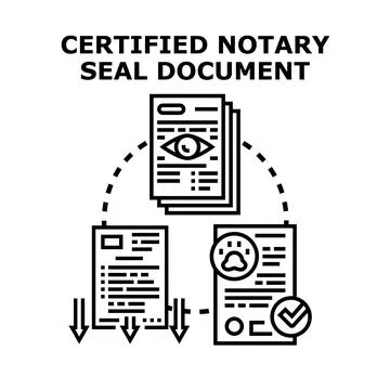Certified notary seal document processing and approval Stock Illustration