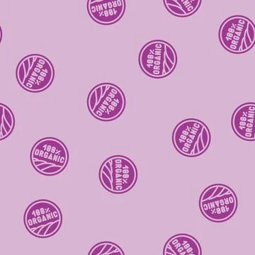 Certified organic glyph vector seamless pattern Stock Illustration
