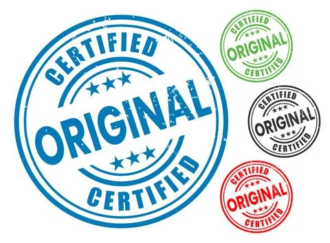 Certified Original Rubber Stamp Vector Set Stock Illustration