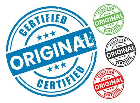 Certified Original Rubber Stamp Vector Set Stock Illustration