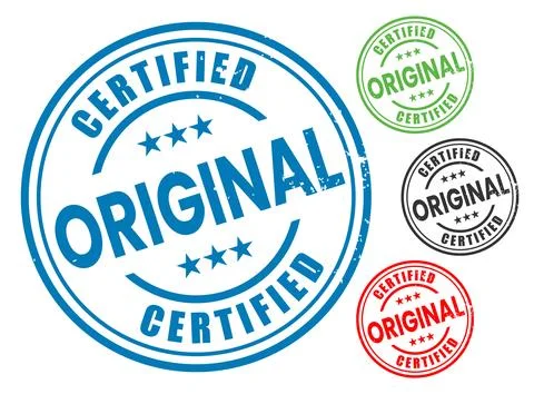 Certified Original Rubber Stamp Vector Set Stock Illustration