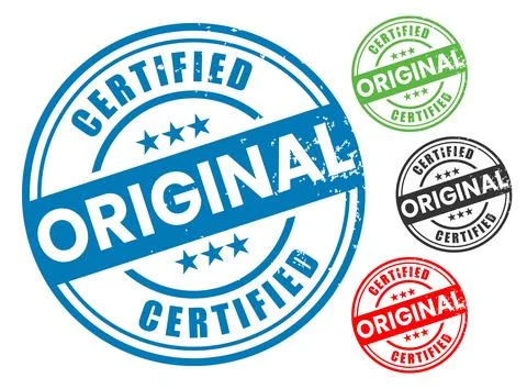 Certified Original Rubber Stamp Vector Set Stock Illustration