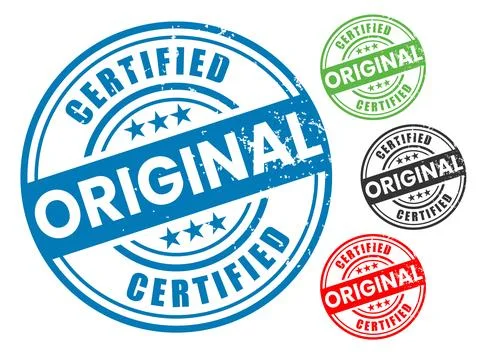 Certified Original Rubber Stamp Vector Set Stock Illustration