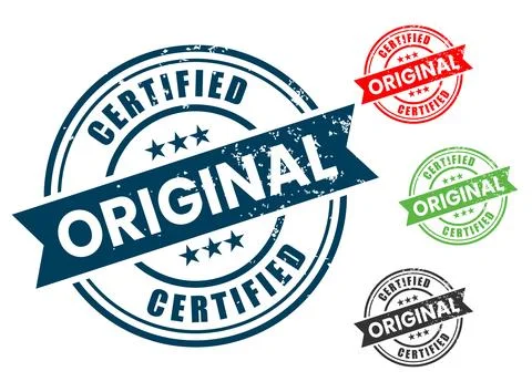 Certified Original Rubber Stamp Vector Set Stock Illustration